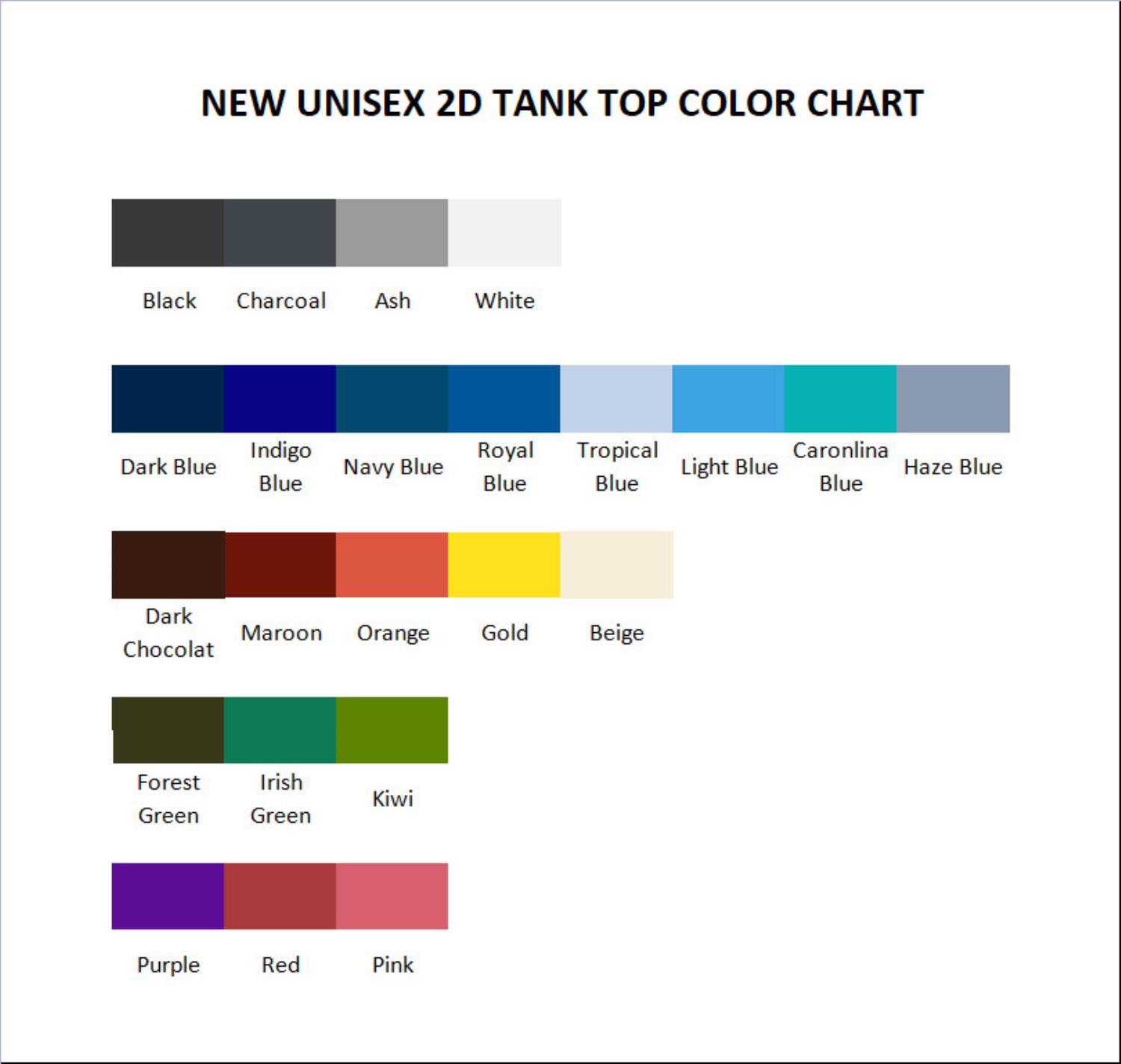 tank top color chart - To Your Eternity Merch